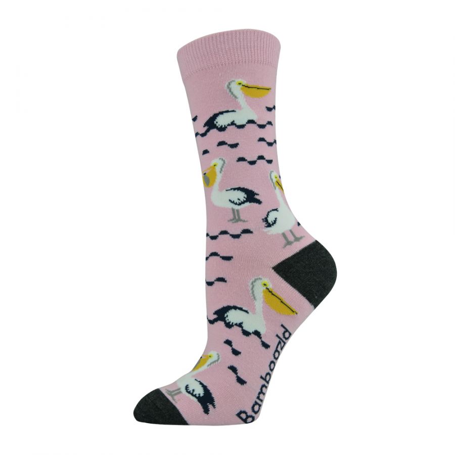 Pelican Women's Bamboo Crew Socks in Pink