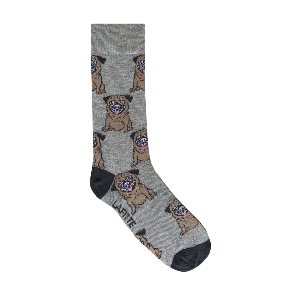 What the Pug?! Crew Socks Grey- Aussie Made Crew Socks -The Sockery