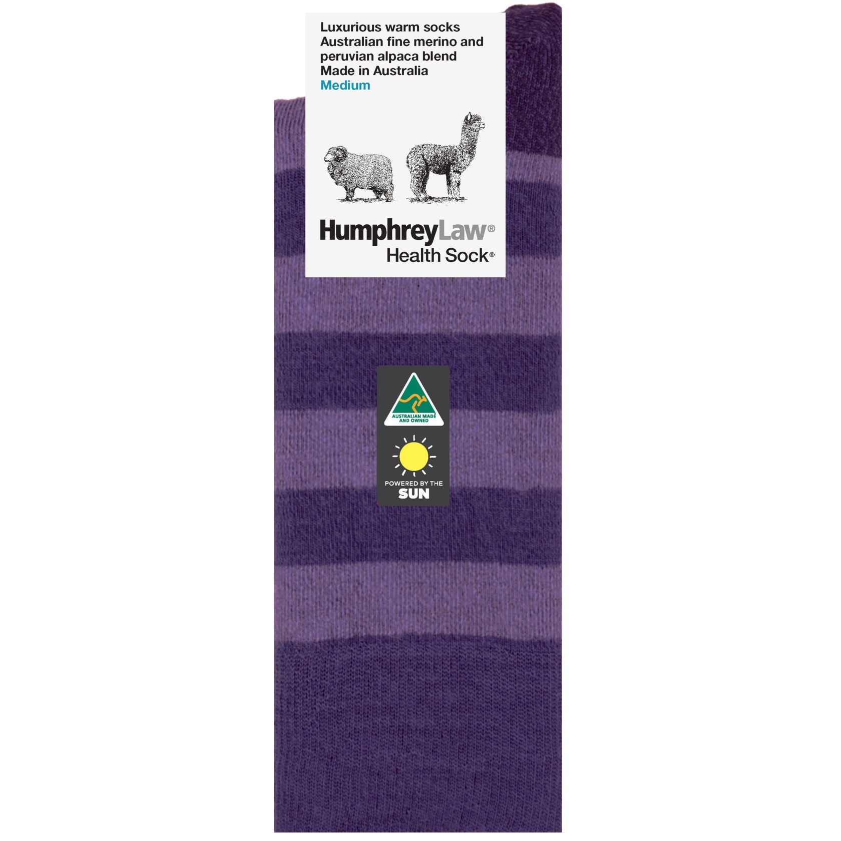 Merino and Alpaca Blend Striped Socks in Ultra Violet - Aussie Made