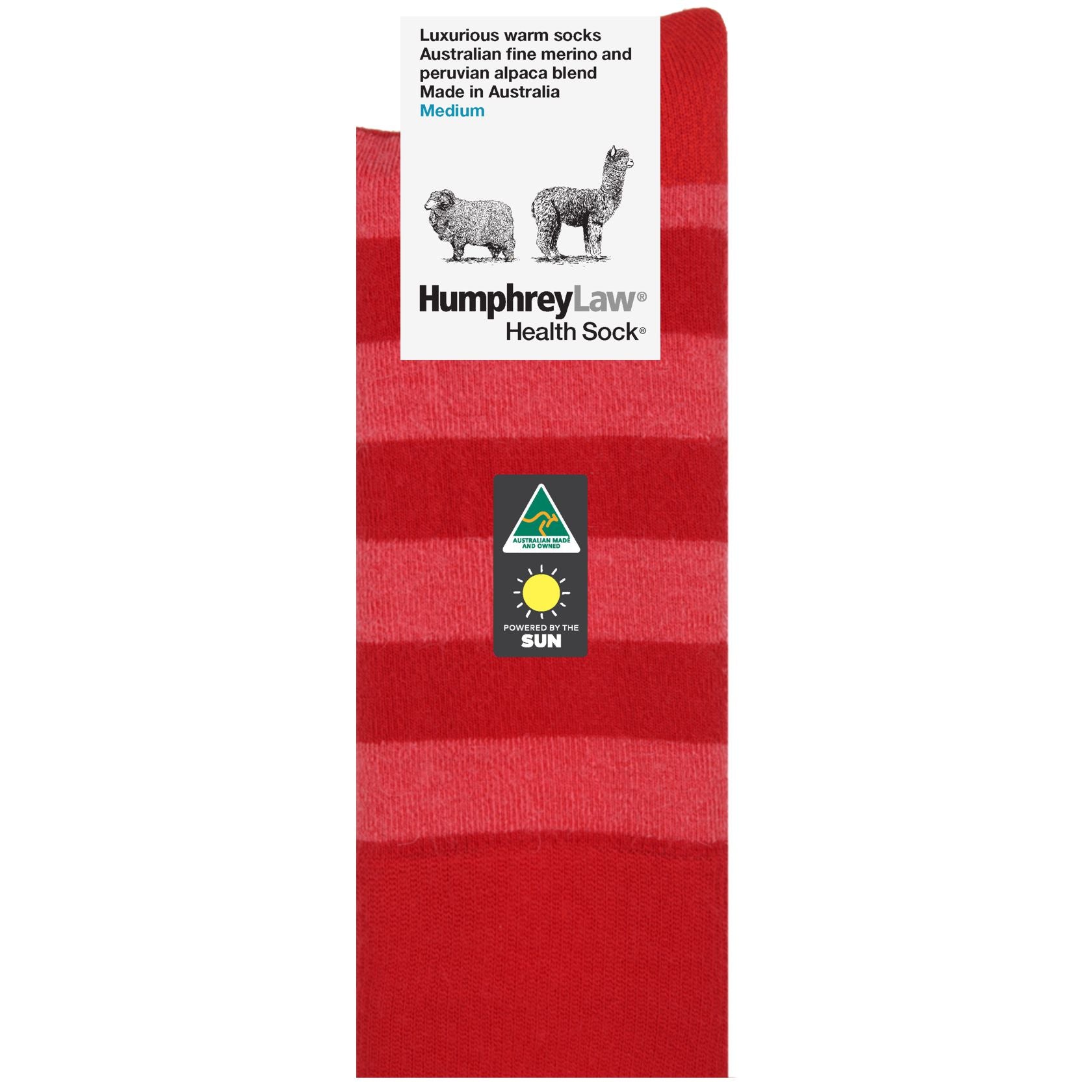 Merino and Alpaca Blend Striped Socks in Red  - The Sockery