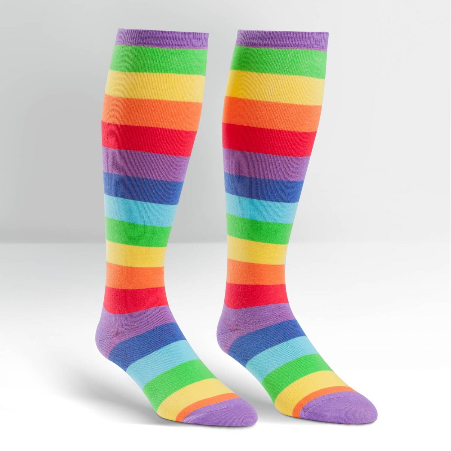 Knee high rainbow striped socks - The Sockery