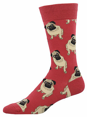 pug mens crew sock in brick red - The Sockery