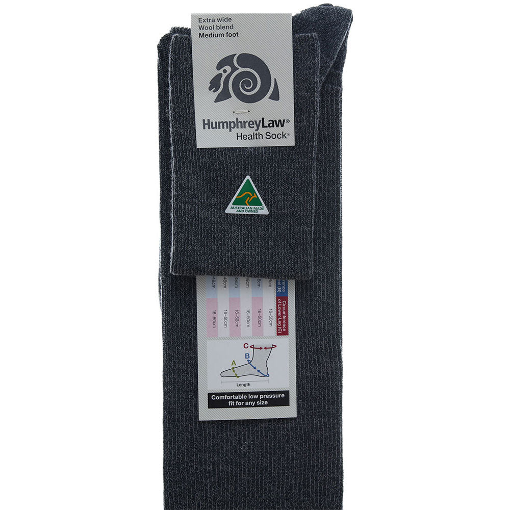 Extra Wide Wool Blend Socks in Steel Grey (Fits Size 13-16) - The Sockery