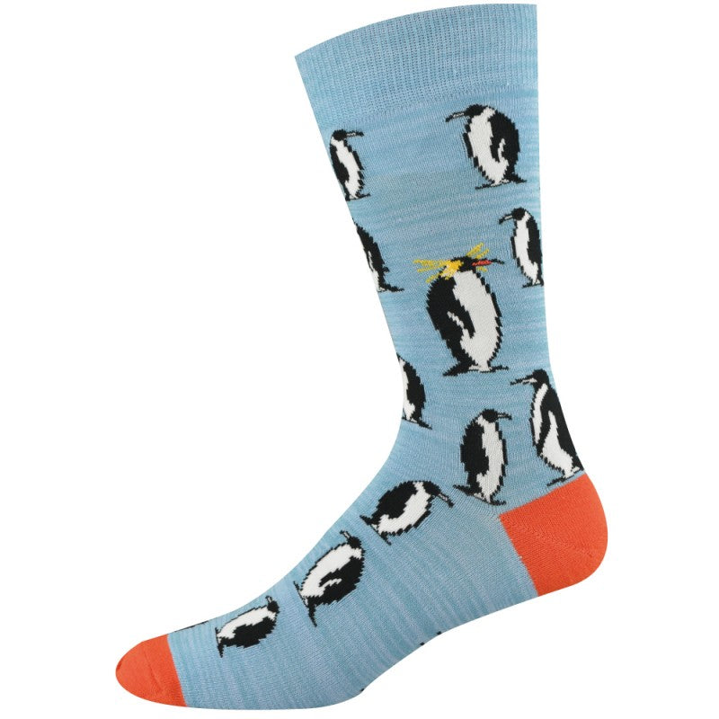mens blue novelty socks with penguins