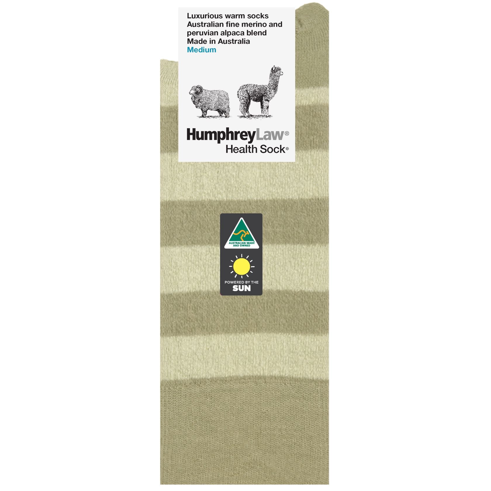 Merino and Alpaca Blend Striped Socks in Antelope - Aussie Made