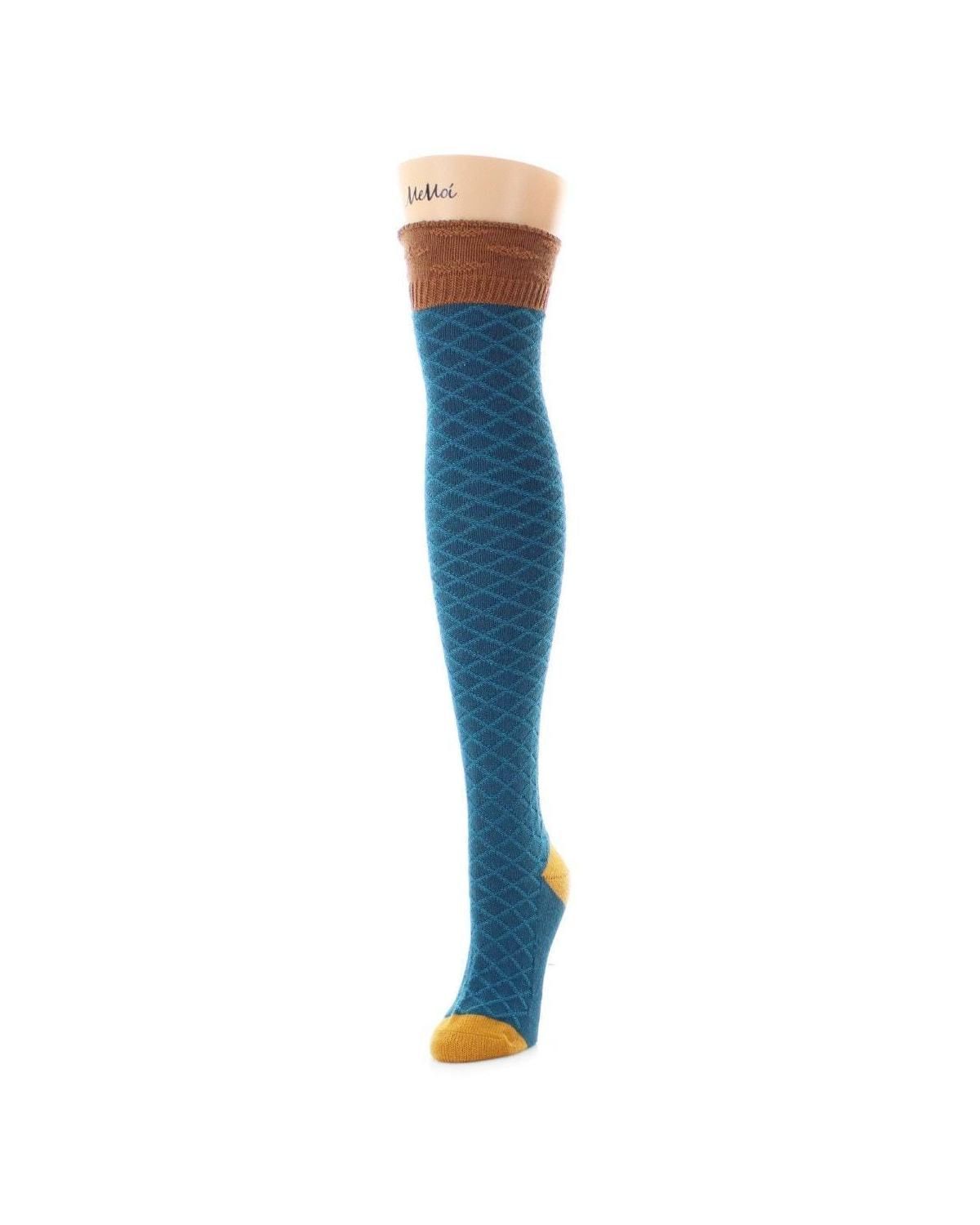 Legmogue Leaf Burst Over the Knee Warm Socks in Legion Blue - The Sockery