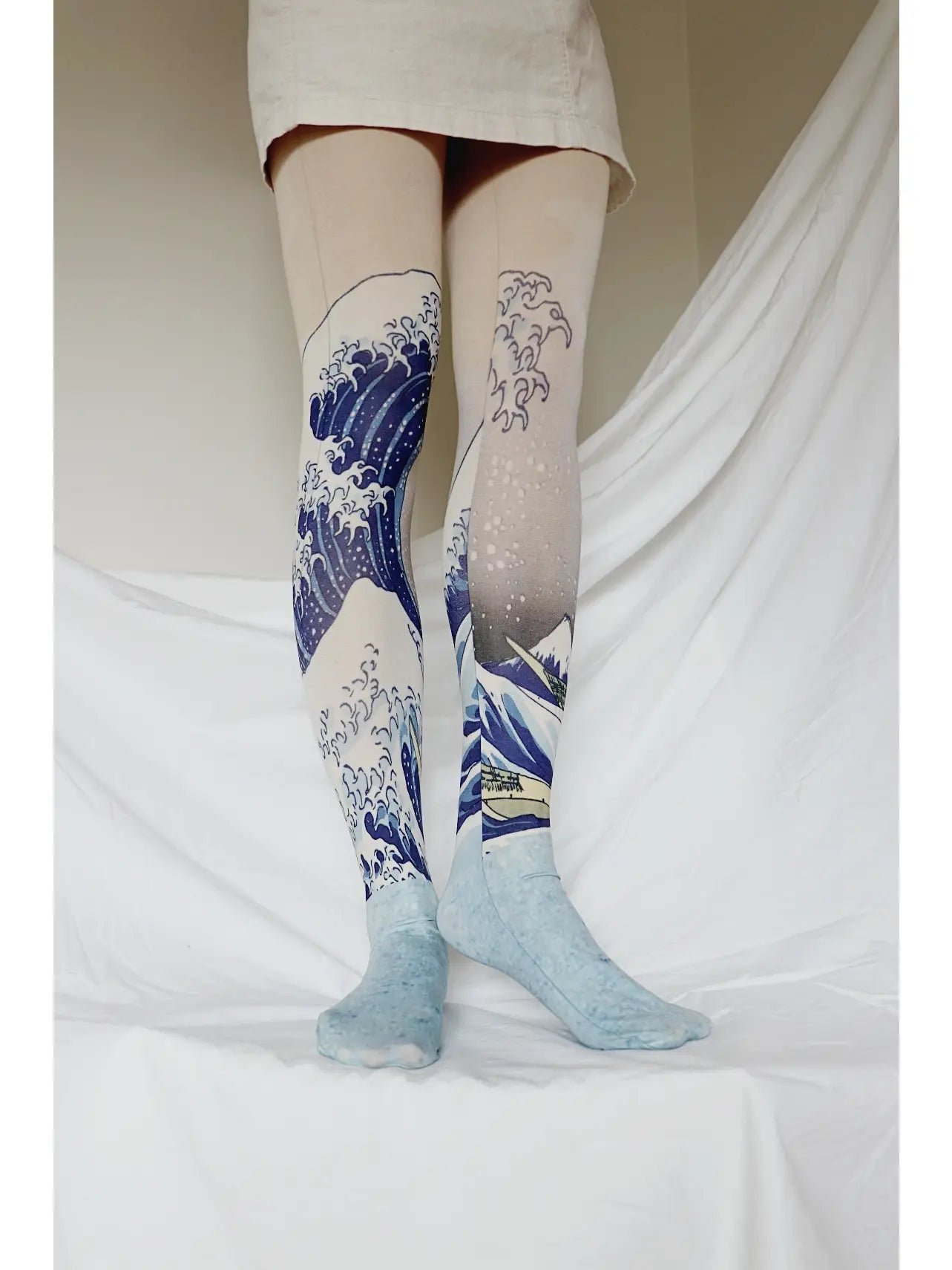 The Great Wave off Kanagawa by Hokusai printed Art Tights - The Sockery