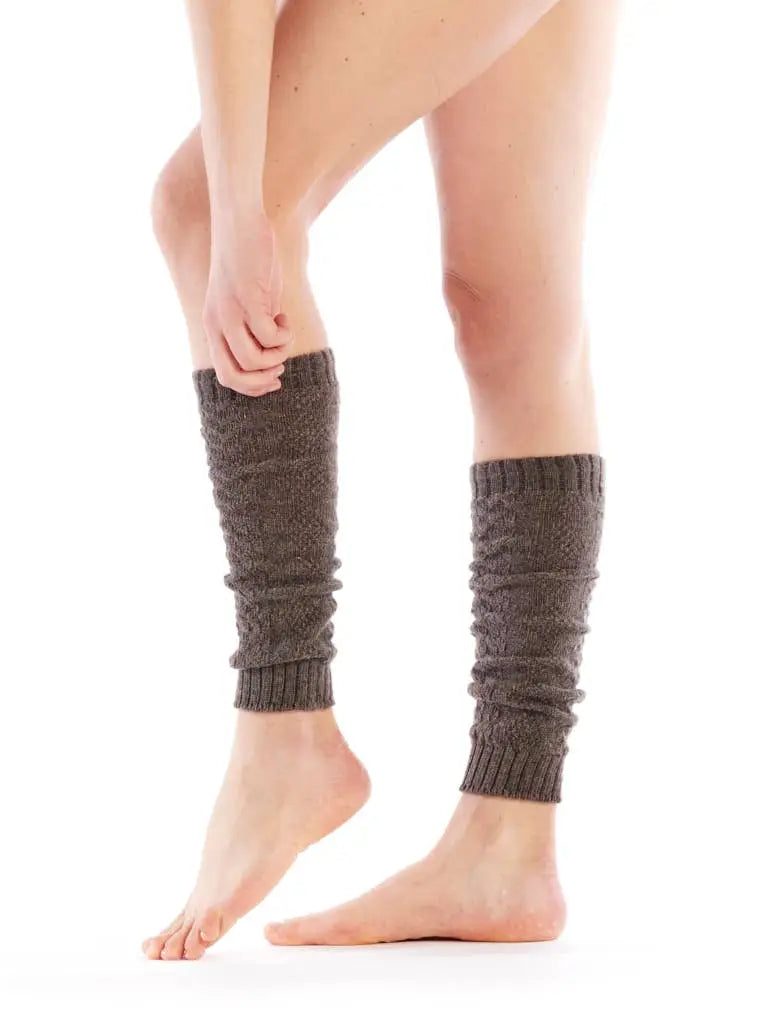 Cable Knit Leg Warmers in Brown