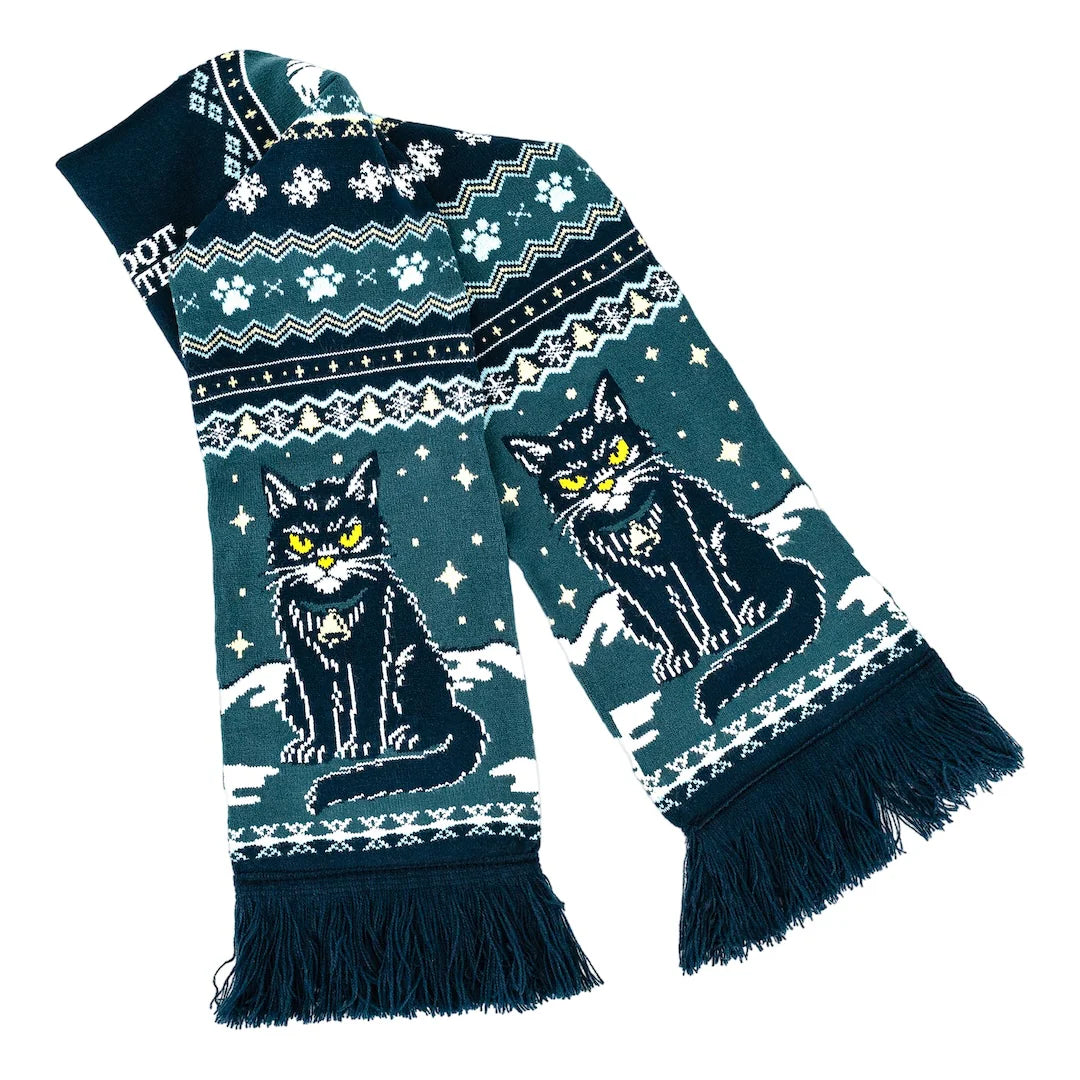 Scarf with cat design on a white background
