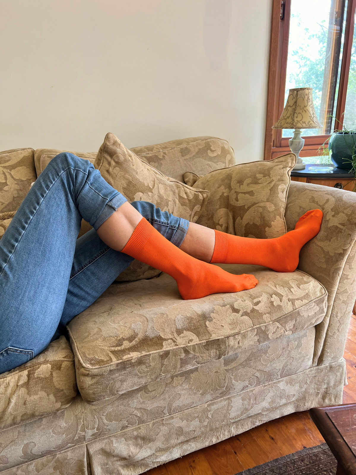 Cotton Crew Socks in Orange - Aussie Made