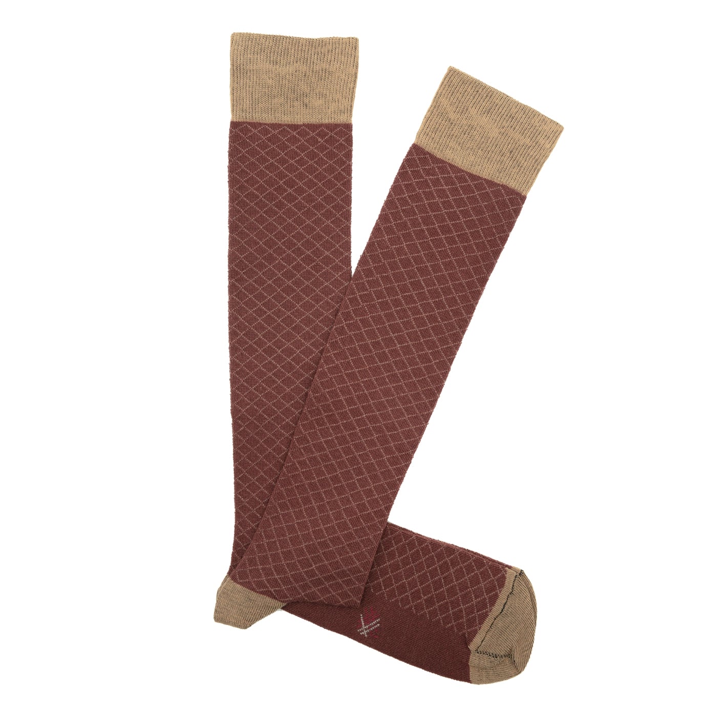 Diamond knit knee high socks in caramel - The Sockery