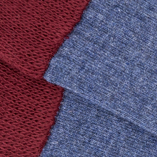 Wool Ribbed Knee High Sock in Blue and Plum