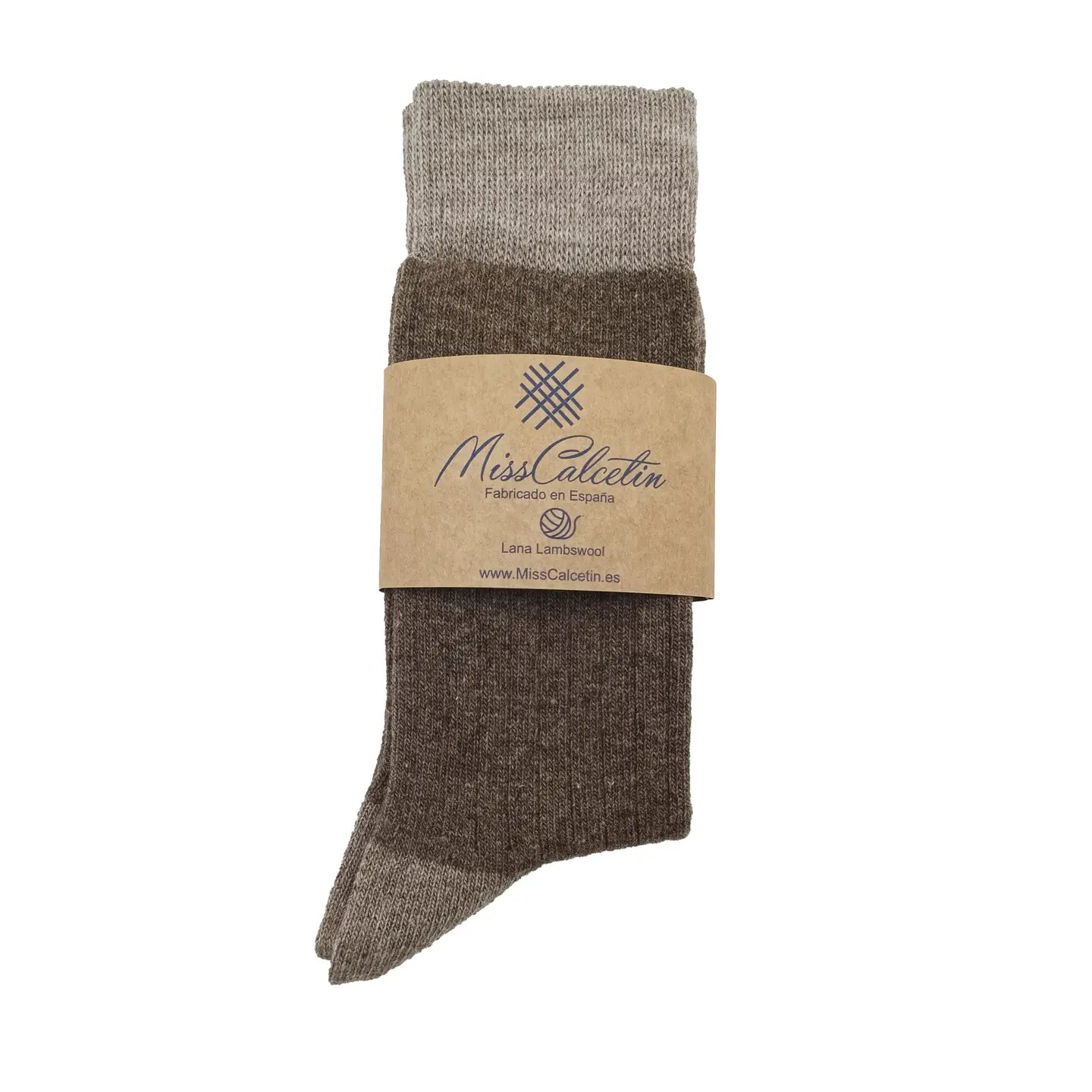Wool Ribbed Crew Socks in Woodland and Bark - The Sockery