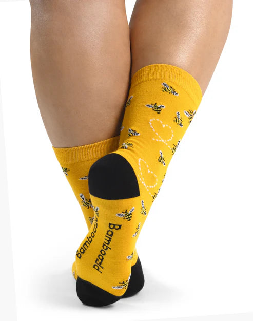 Heart Bees Women's Bamboo Crew Socks - The Sockery