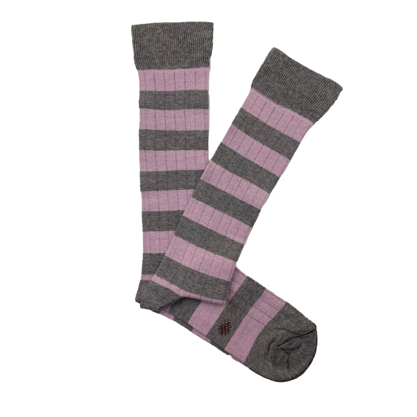 Striped Knee High Sock in Pink and Grey -The Sockery