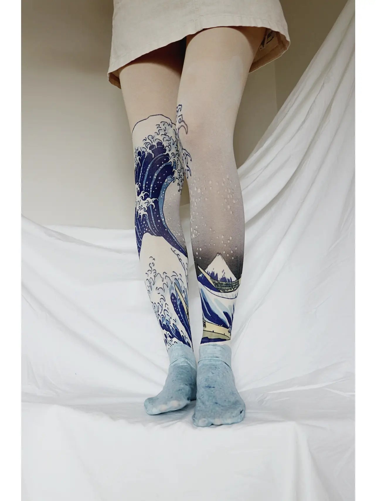 The Great Wave off Kanagawa by Hokusai printed Art Tights - The Sockery