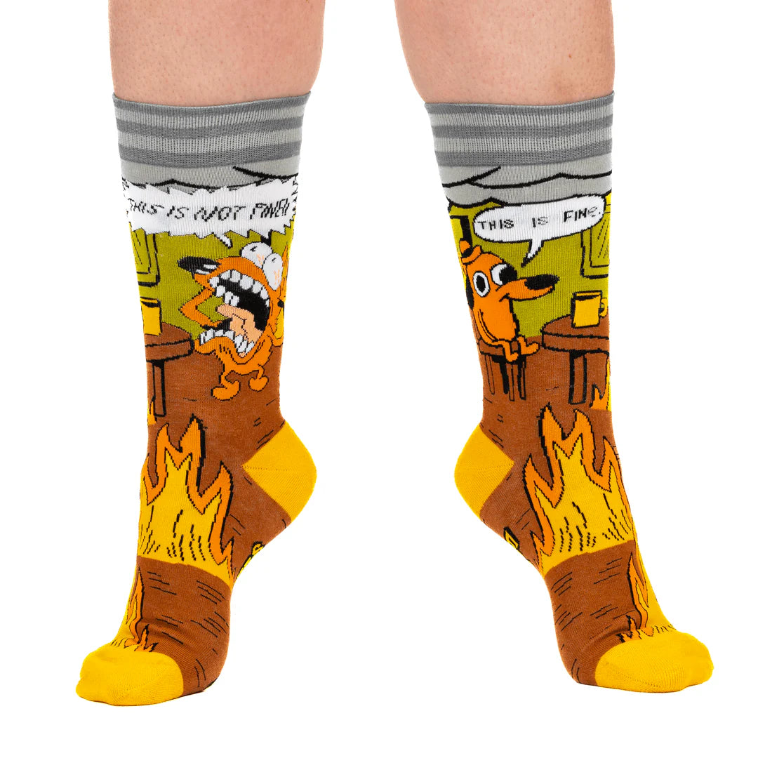 This Is Fine. Also. Not Fine. Crew Socks