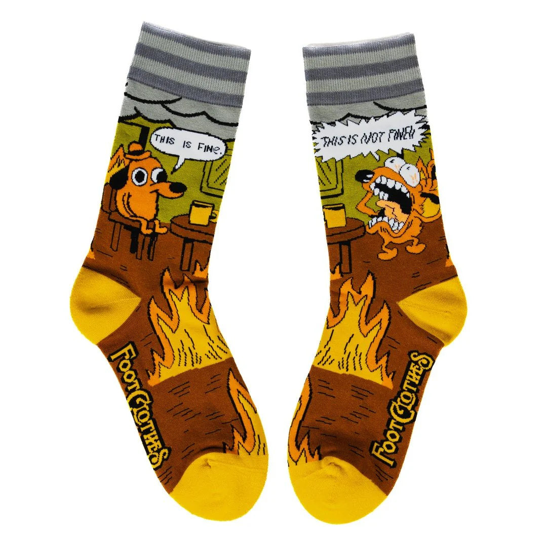 This Is Fine. Also. Not Fine. Crew Socks