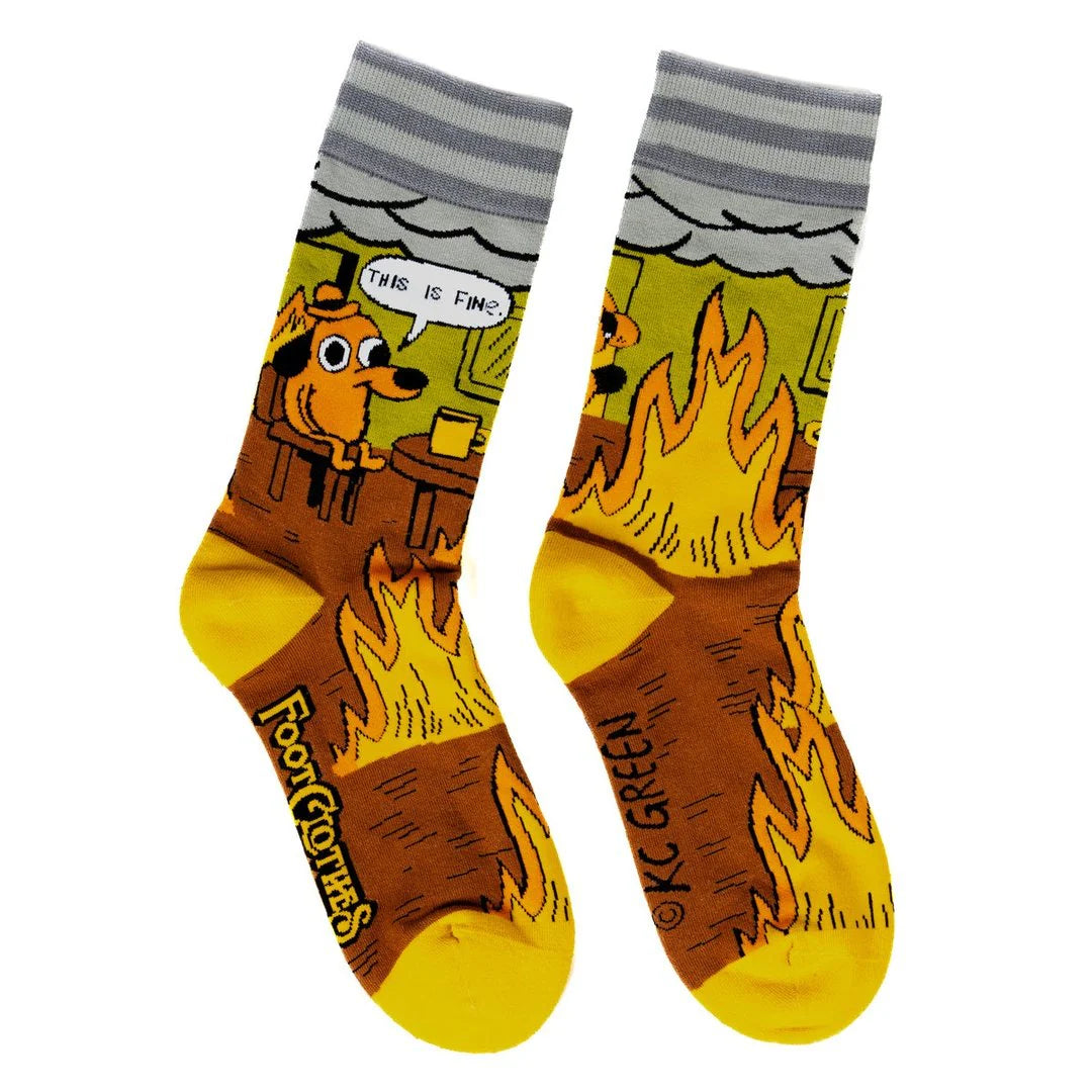 This Is Fine. Also. Not Fine. Crew Socks