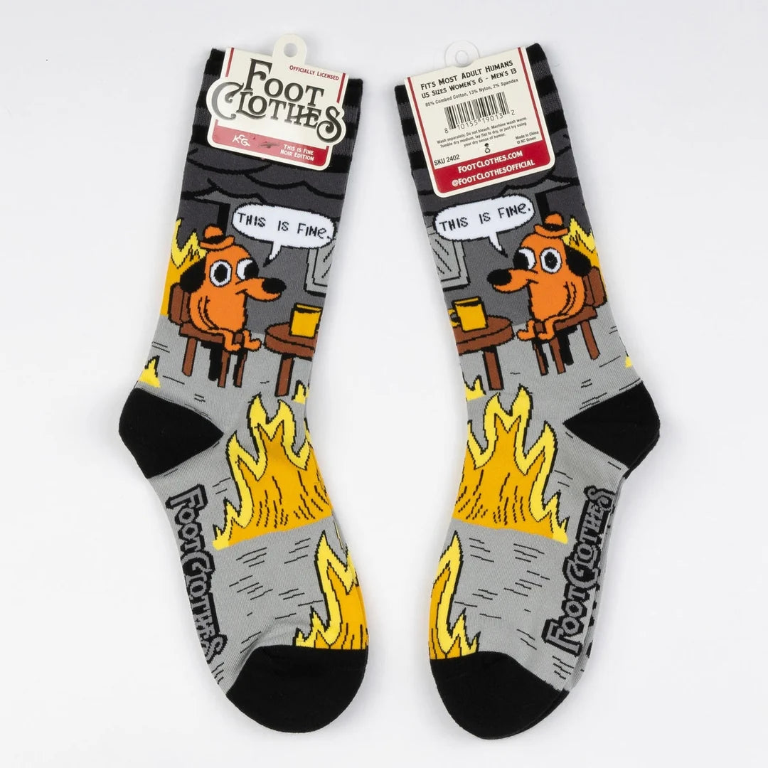 This Is Fine Noir Edition Crew Socks