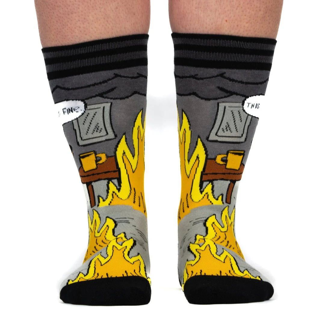 This Is Fine Noir Edition Crew Socks