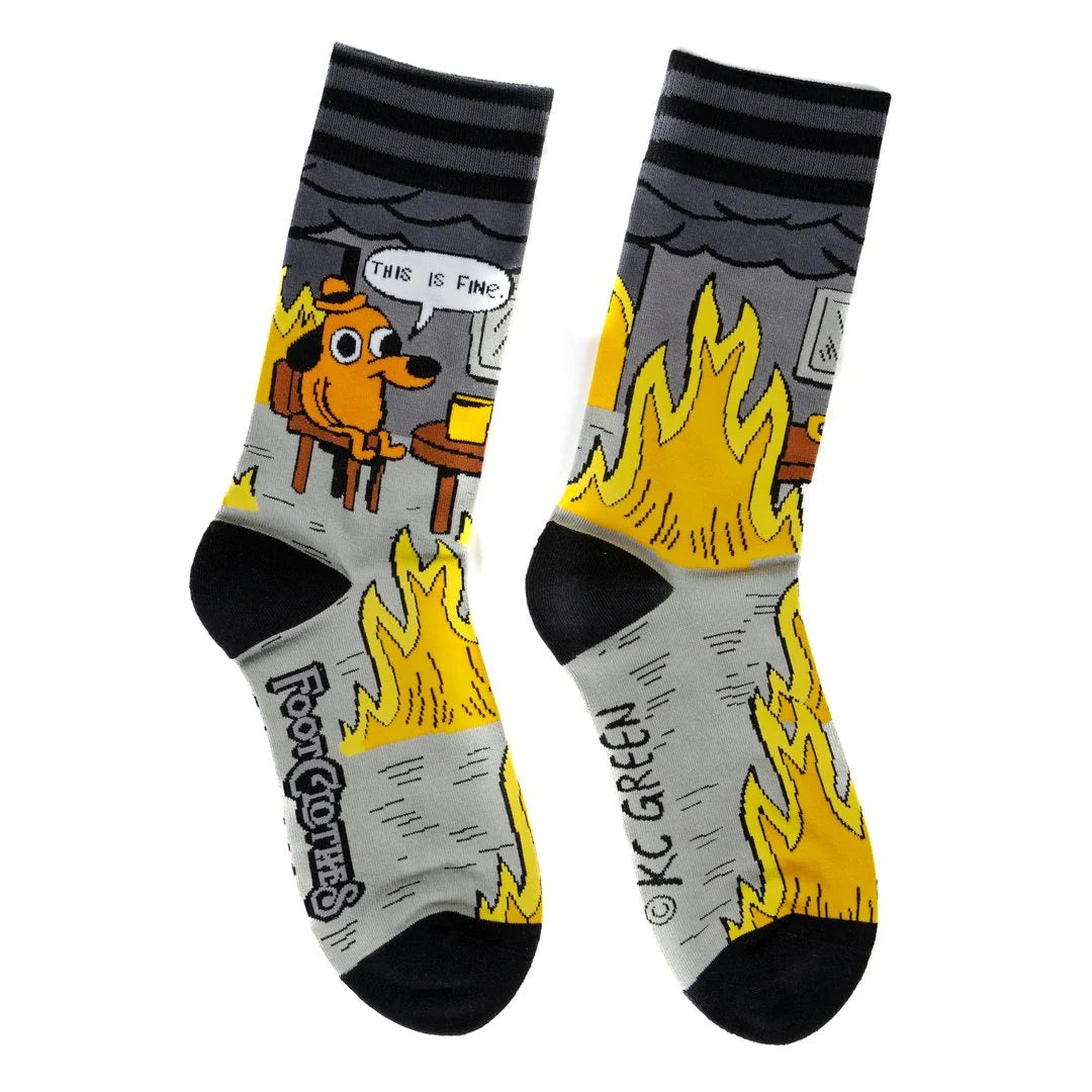 This Is Fine Noir Edition Crew Socks