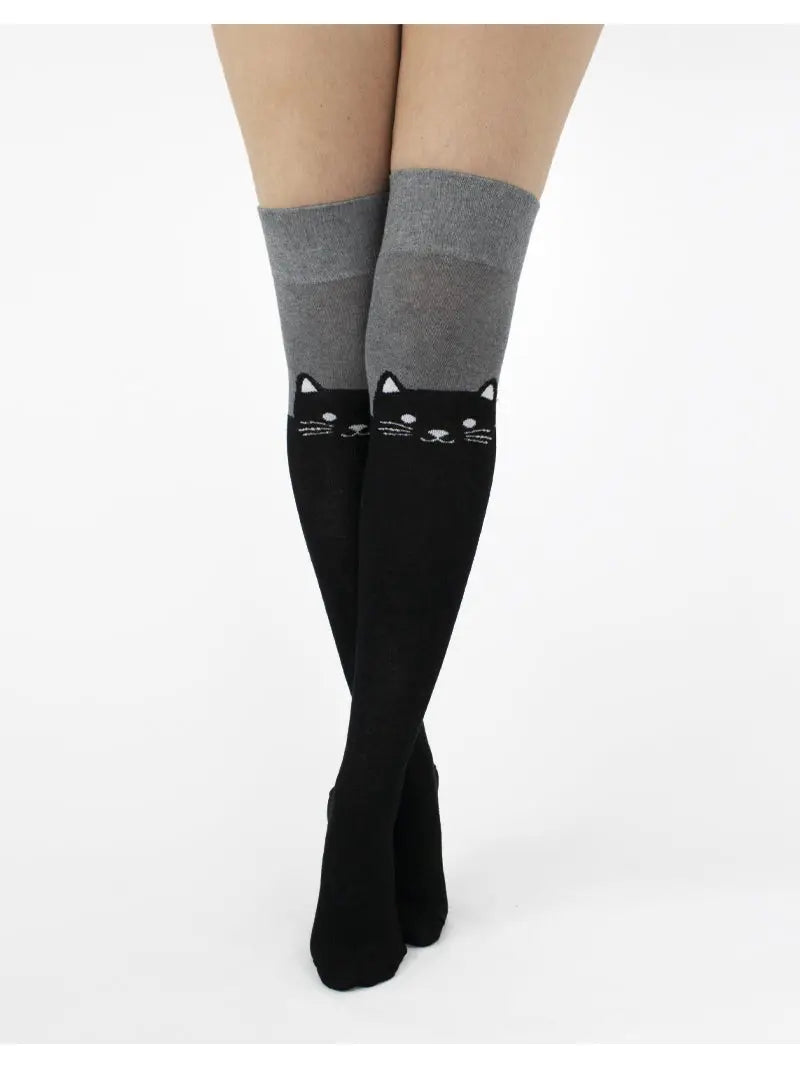 Kittycat Over The Knee Socks in Grey - The Sockery