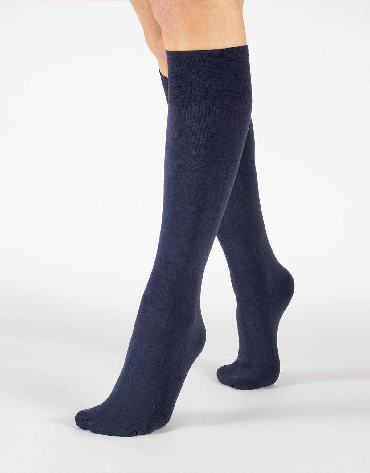 Navy sheer cotton knee highs - The Sockery