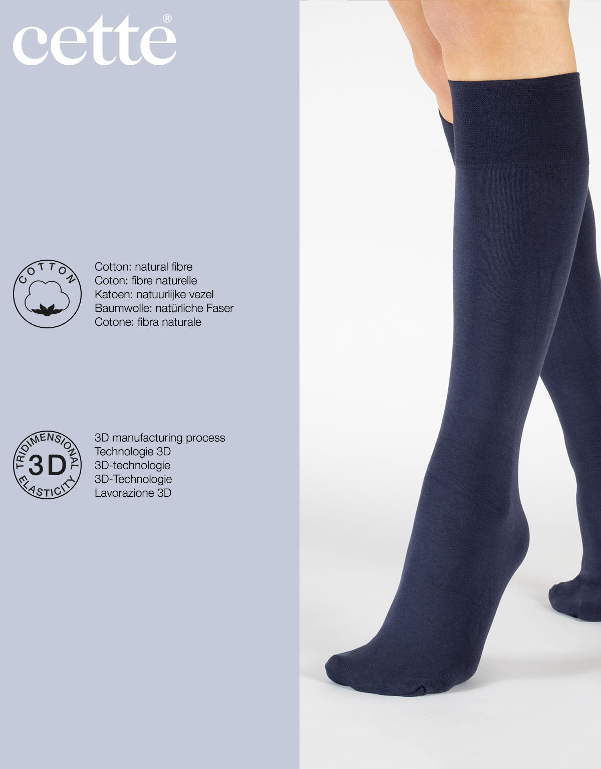 Navy sheer cotton knee highs - The Sockery