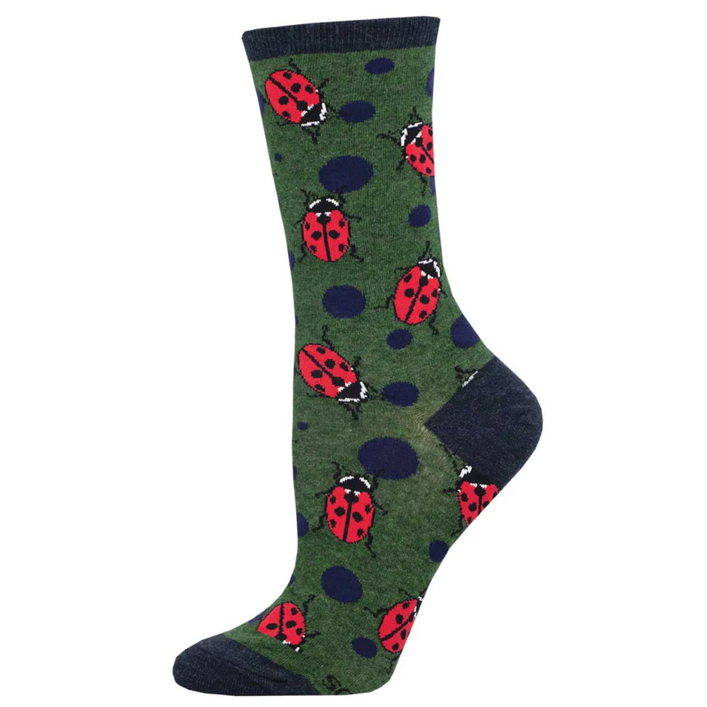 lady bird sock on green - the sockery