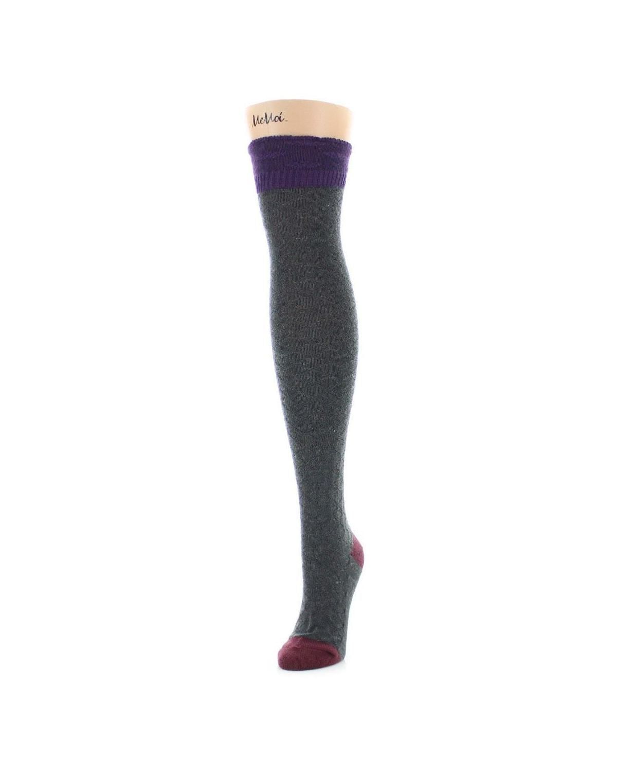 Legmogue Leaf Burst Over the Knee Warm Socks in Grey - The Sockery