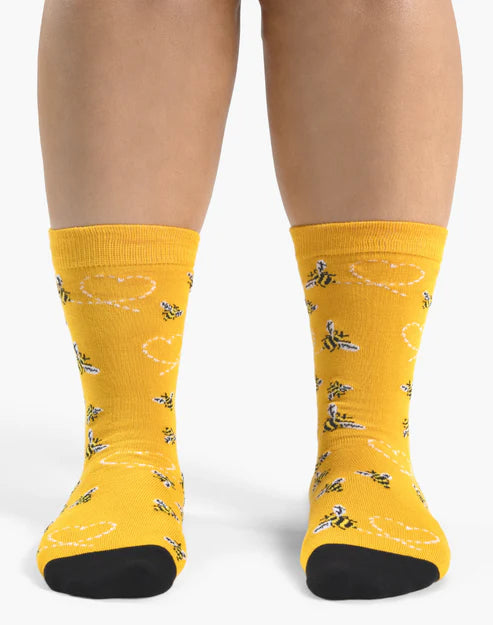 Heart Bees Women's Bamboo Crew Socks - The Sockery