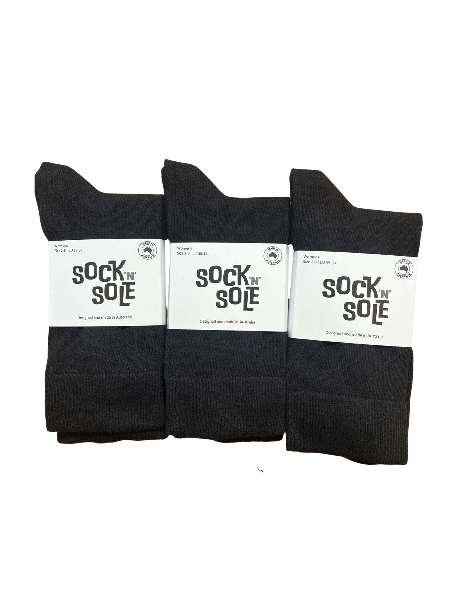 3 Pair Pack of Black Women's Crew Socks - Aussie Made