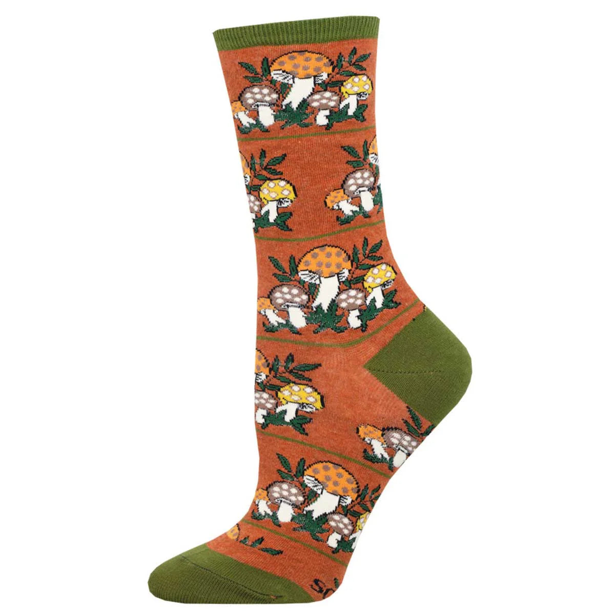 Sock with mushroom pattern on a white background