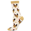 Sock with chicken pattern on a white background