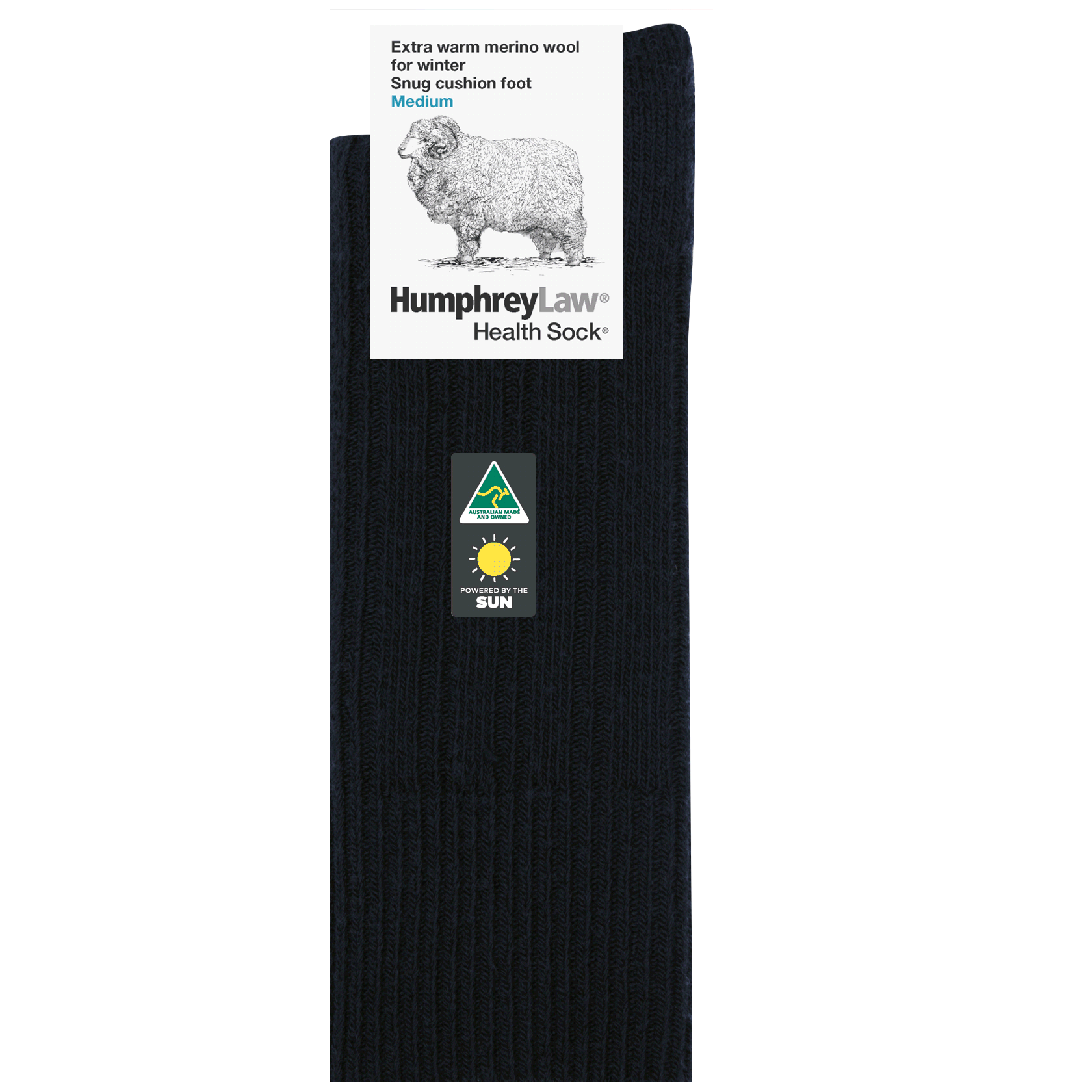 Extra Warm Merino Wool Sock in Black - Aussie Made - The Sockery