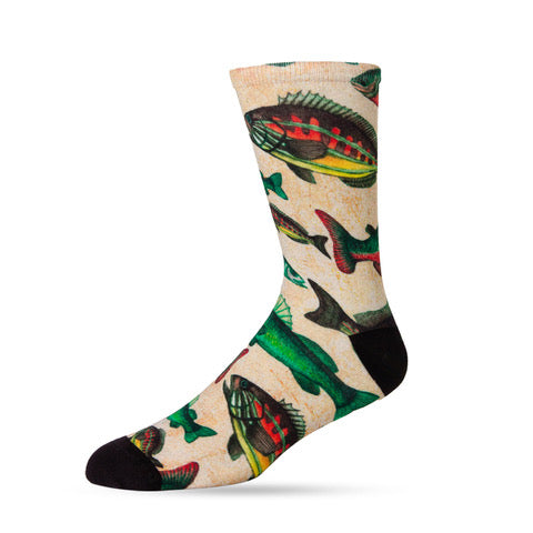 Something Fishy Men's Bamboo Crew Socks - The Sockery