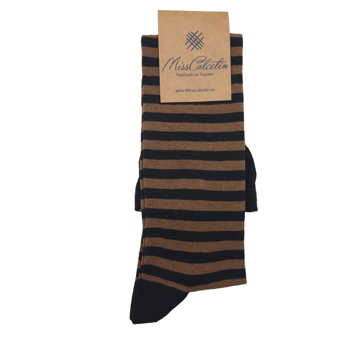 Striped Knee High Sock in caramel and black - The Sockery