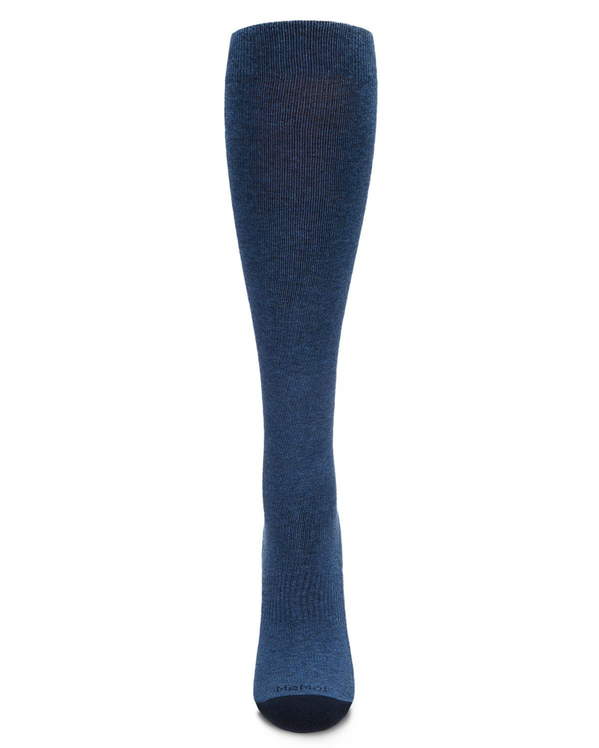 Denim Heather Cotton Blend Compression Socks - Black - Wide Calf