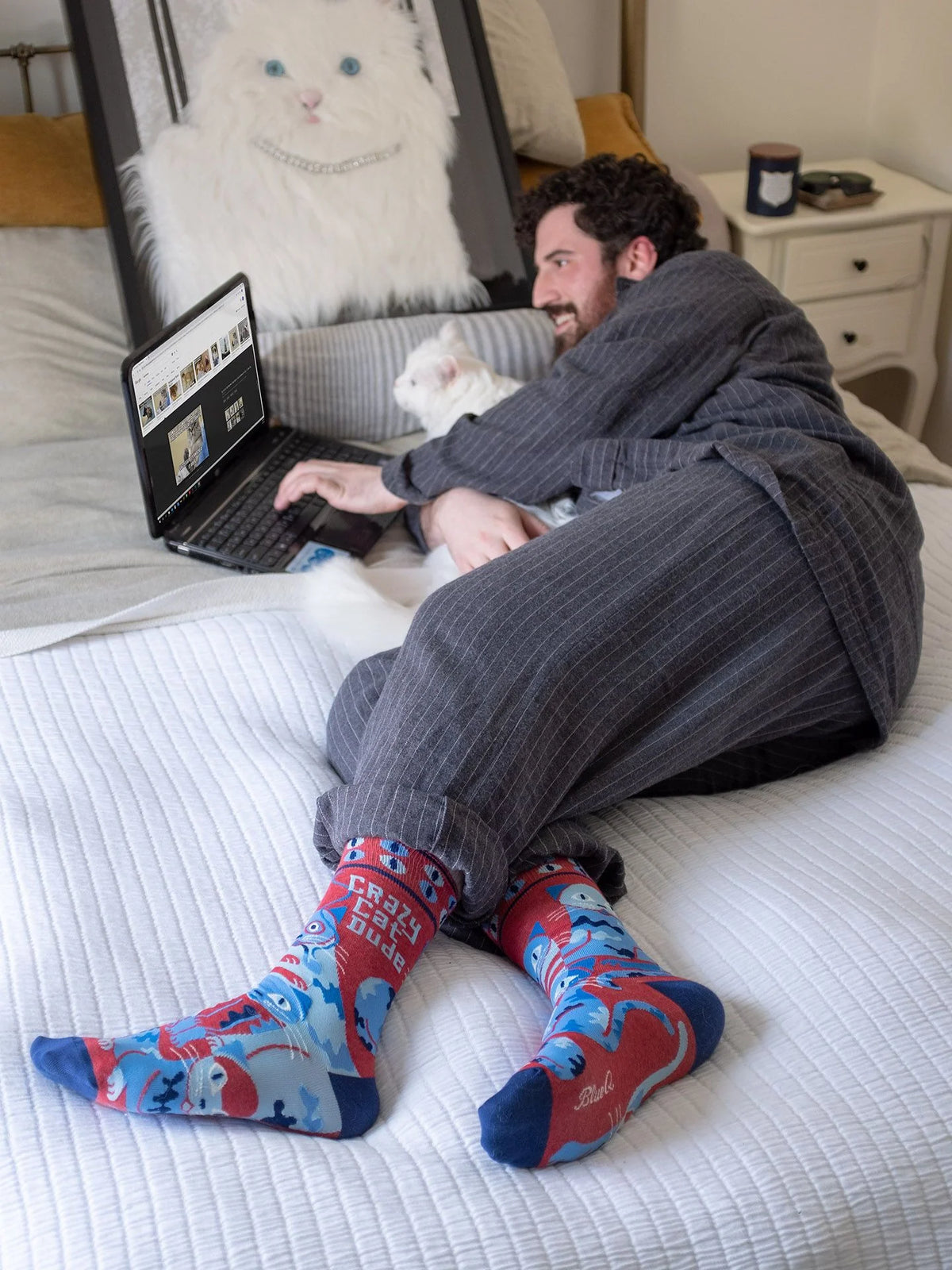 Crazy Cat Dude Men's Crew Sock