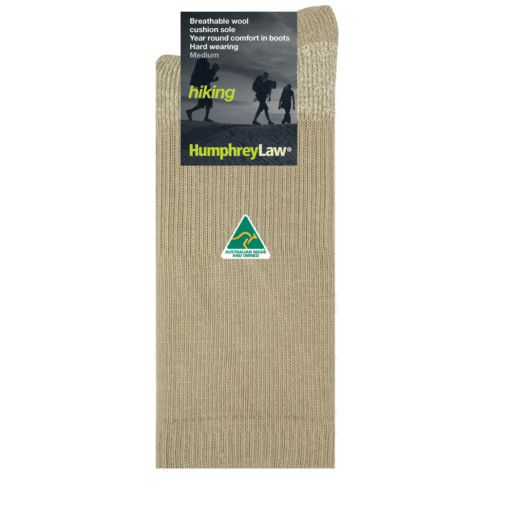 Merino Wool Hiking Socks with CoolMax in Sandstone - Aussie Made - The Sockery
