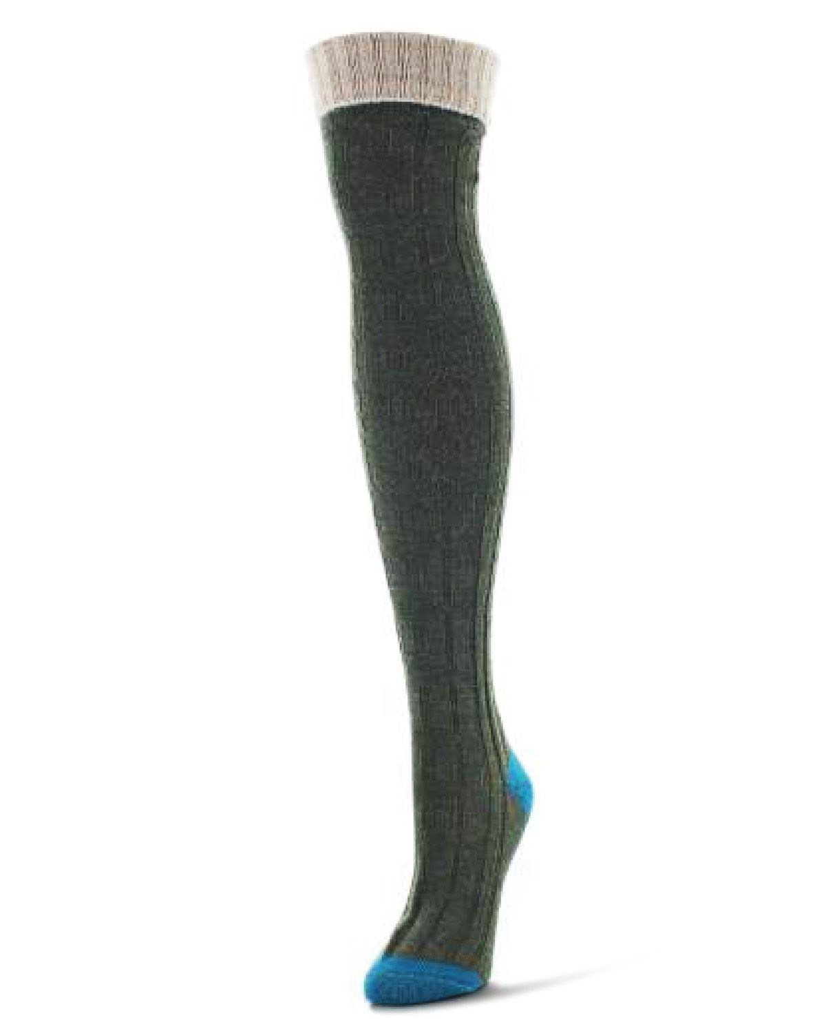 Chain Mix Women's Over the Knee Socks in Moss Green - The Sockery