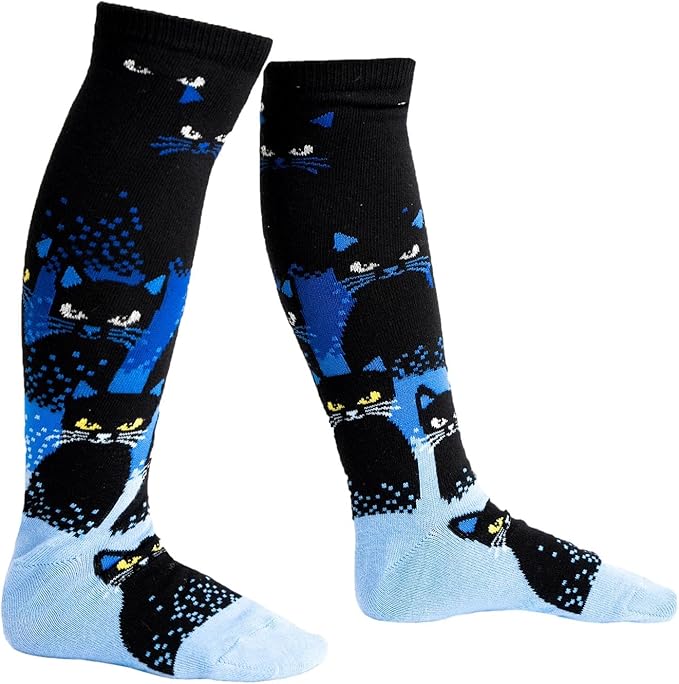 cats in the dark kids knee high socks