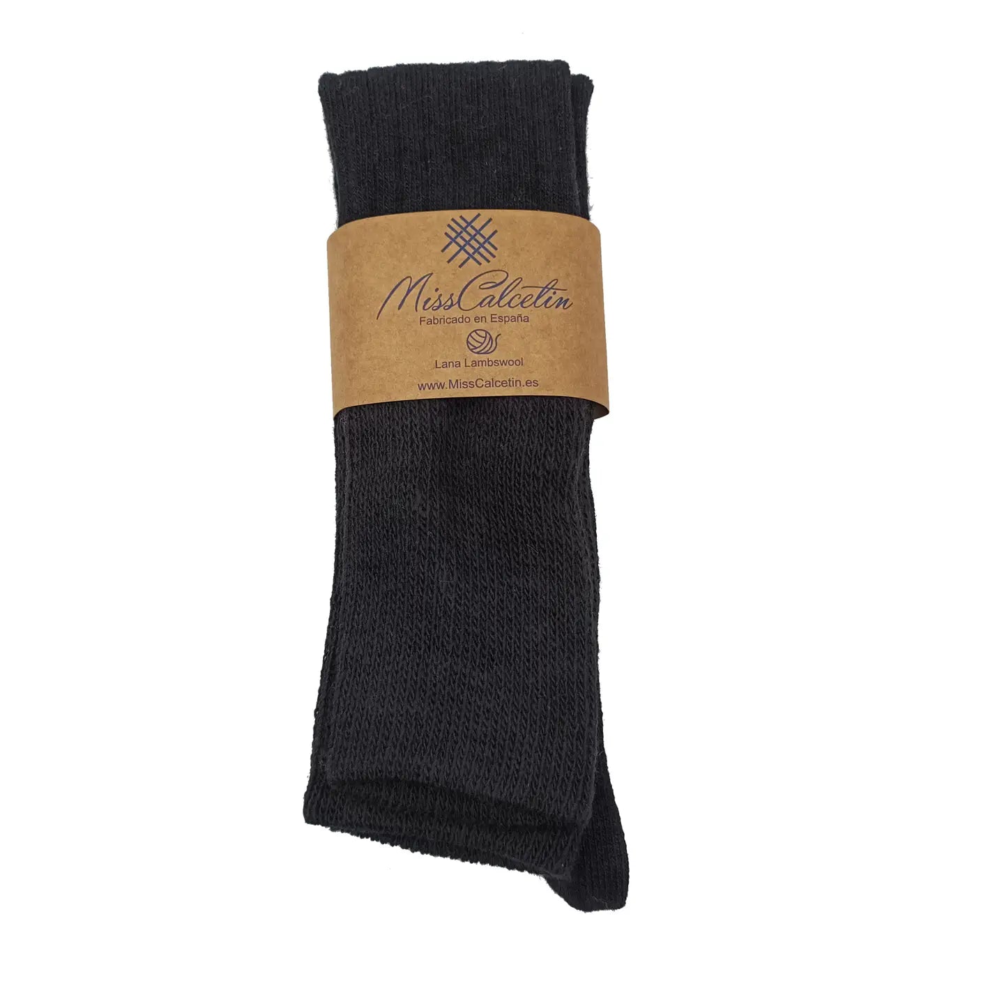 Wool Ribbed Knee High Sock in Black