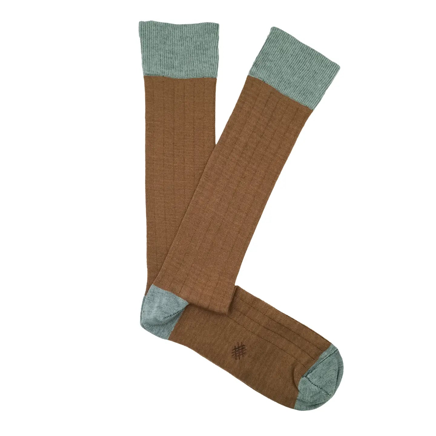 Ribbed Knee High Sock in Bark and Smoke Grey