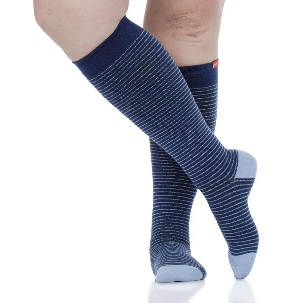 Wide Calf Firm Compression Knee Highs in Navy