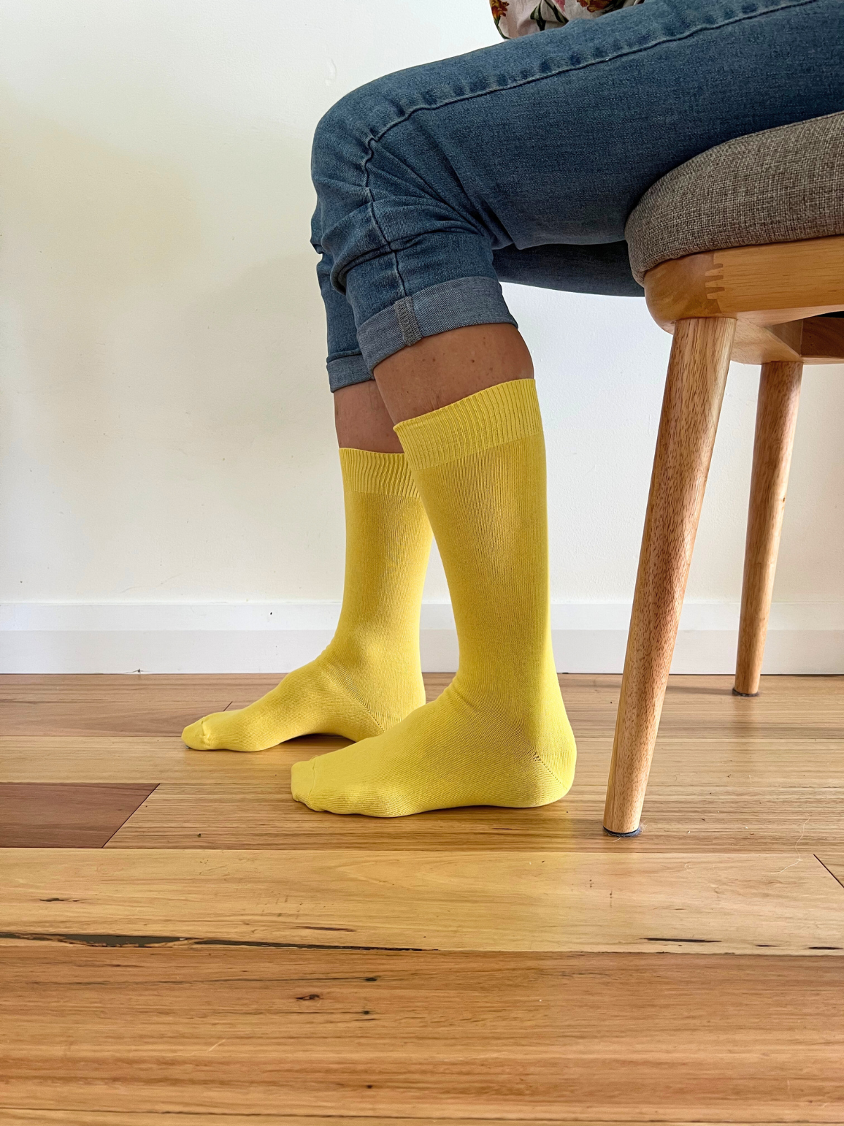 Cotton Crew Sock in Sunshine Yellow - Aussie Made