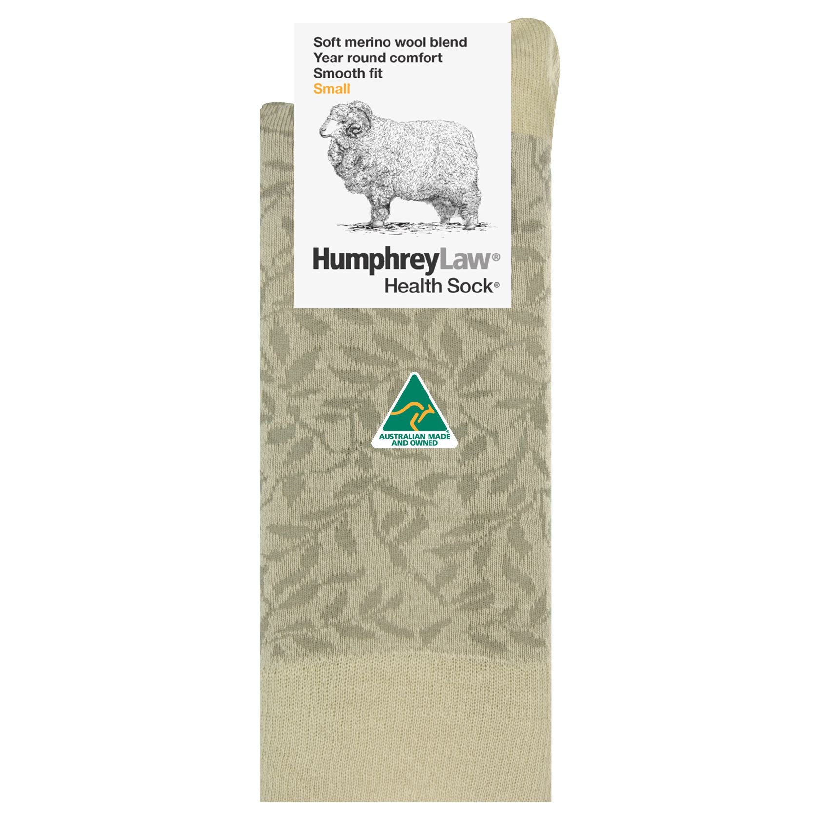 Leaves on Sandstone Merino Wool Crew Socks - Aussie Made - The Sockery