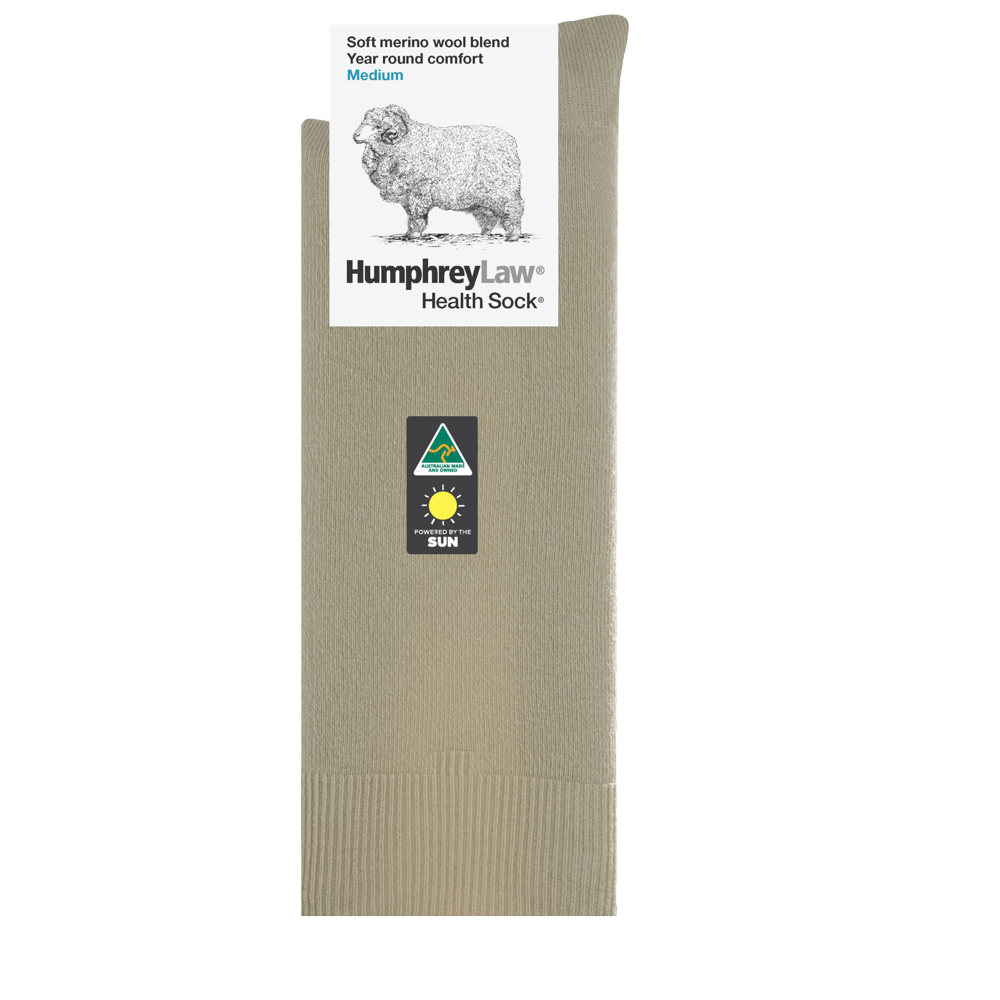 Soft Merino Wool Blend Low Pressure Crew Sock in Antelope