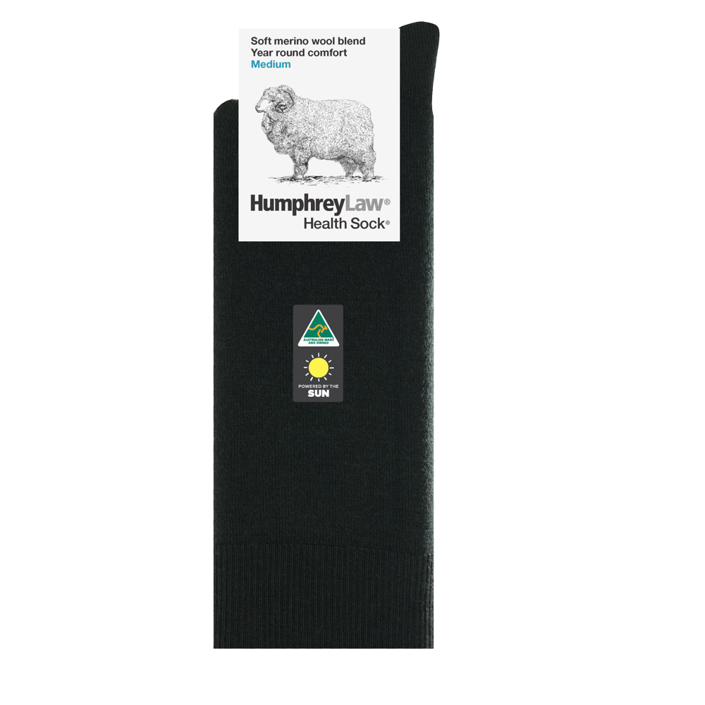 Soft Merino Wool Blend Low Pressure Crew Sock in Charcoal - The Sockery